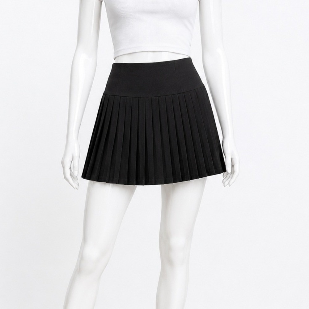 Love Ady Womens Mini Skirt Black Pleated‎ Drop Waist Preppy Medium